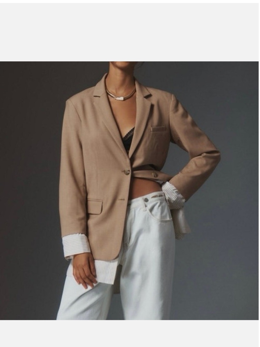 Maeve Anthropologie The Bennet Twofer Blazer Neutral
